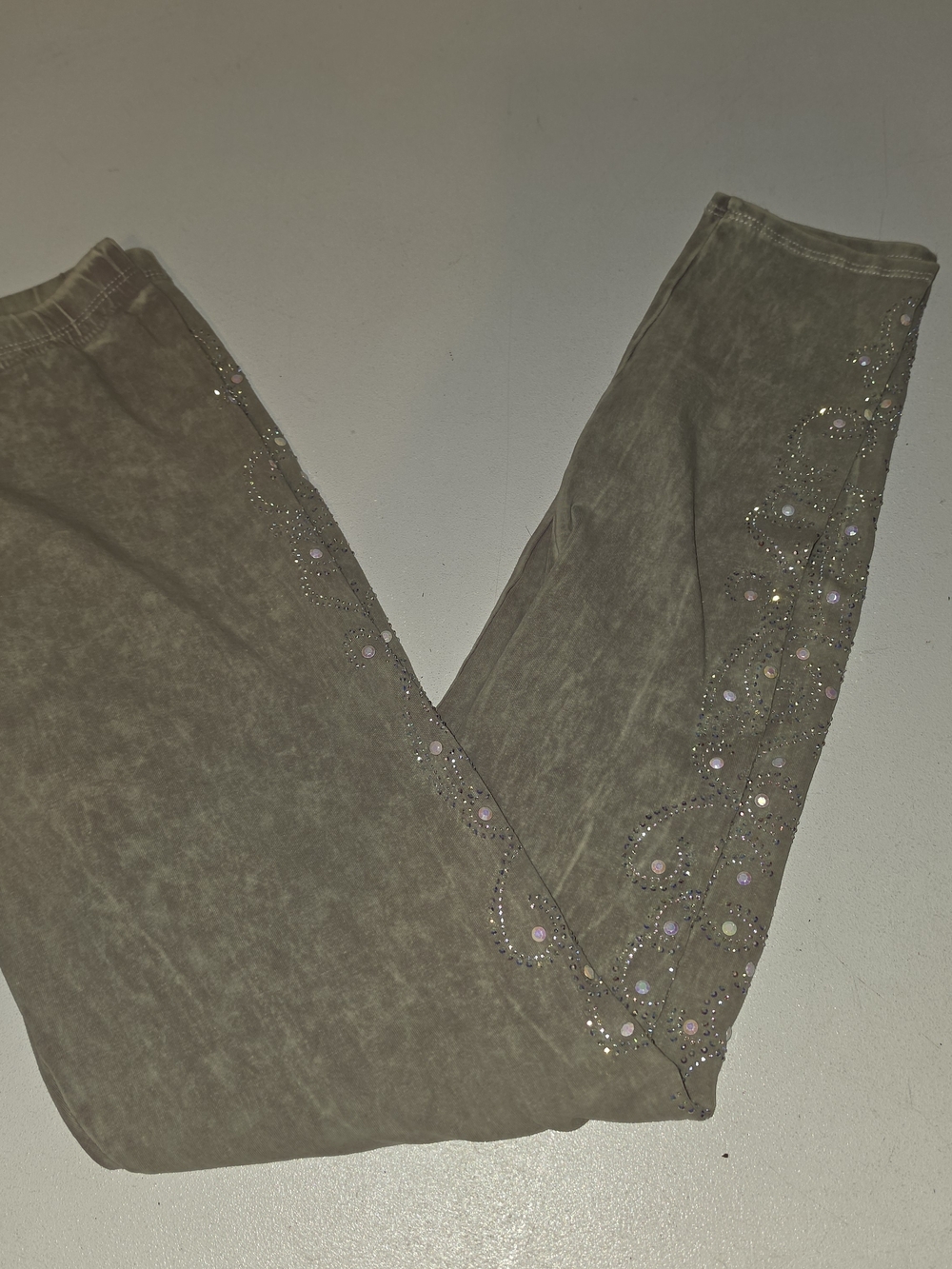 Vocal Tan Leggings with Side Rhinestone Swirl